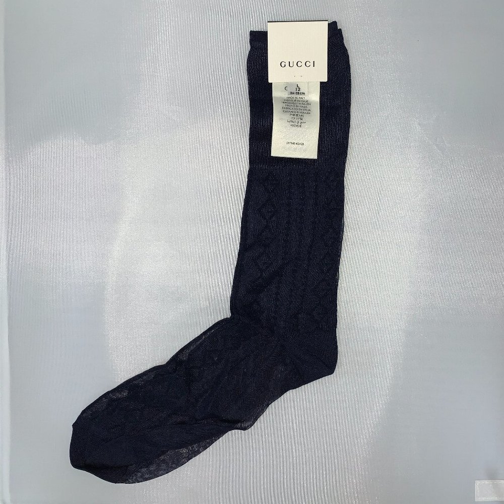 Gucci Diamond GG Mesh Socks in Midnight Blue New With Tags - Picture 7 of 8